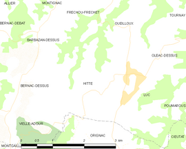 Mapa obce Hitte