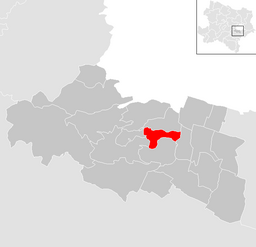 Kommunens läge i distriktet Mödling