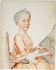 Maria Josepha seated at the harpsichord in 1762