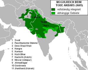 Могольская империя в конце правления падишаха Акбара I