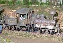 A Shay locomotive in On30 scale