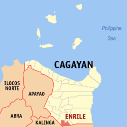 Mapa de Cagayan con Enrile resaltado