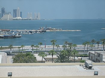 English: Looking north over the Corniche, Qata...