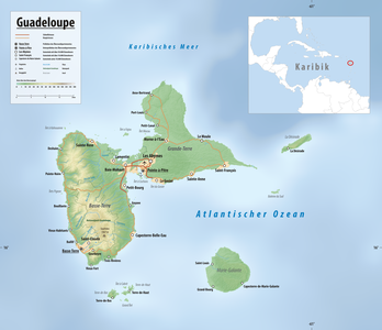 Reliefkarte Guadeloupe