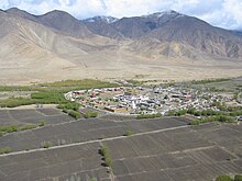 Samye was the first Buddhist monastery built in Tibet (c. 775-779). Samye Monastery, as viewed from the top of Samye Hepo-ri, a local holy mountain.jpg