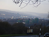 Skyline of Sheffield viewed from Herdings in March 2011.