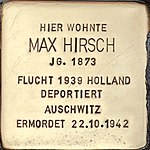 Stolperstein für Max Hirsch (Hochstraße 62)