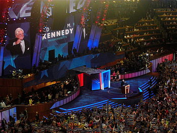 English: Ted Kennedy speaks during the first n...