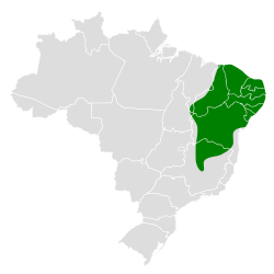 Distribución geográfica del batará de la caatinga.