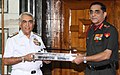 Adm Sureesh Mehta handing over the Baton of Chairman COSC to Gen Deepak Kapoor