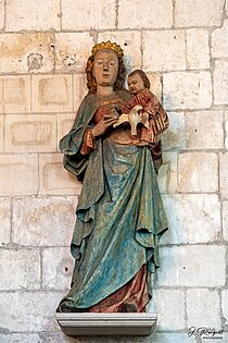 Vierge à l'Enfant en bois polychrome.