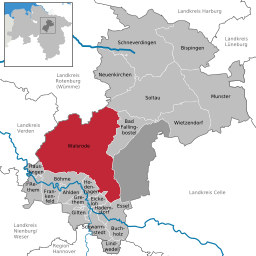 Läget för staden Walsrode i Landkreis Heidekreis