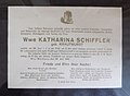 Читуља Катарини Шифлер, Флориној мајци из 1926. године