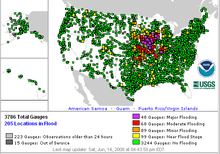 National AHPS map. 2008-06-14 NOAA flooding overview.png