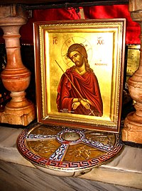 Church of the Holy Sepulchre, Old Jerusalem on Golgotha, Mount Calvary, where tradition claims Jesus was crucified and died 5208-20080122-1255UTC--jerusalem-calvary.jpg