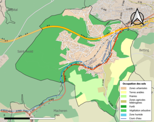 Carte en couleurs présentant l'occupation des sols.