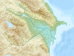 Mapa konturowa Azerbejdżanu, po prawej znajduje się punkt z opisem „Baku”