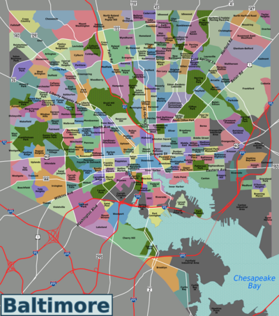 A map of Baltimore and its neighborhoods Baltimore neighborhoods map.png