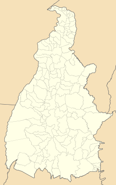Mapa konturowa Tocantins, blisko centrum na dole znajduje się punkt z opisem „Archikatedra Ducha Świętego w Palmas”