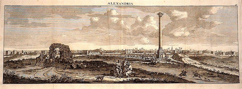 File:Cornelius de Bruyn, view of Pompey's Pillar with Alexandria in the background, 1681.jpg