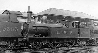 La 6740 encore en livrée LMS garée hors service à Crewe en 1948.