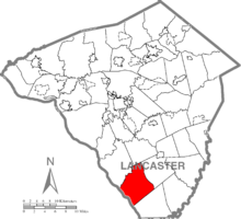 Карта округа Ланкастер, штат Пенсильвания, с изображением поселка Драмор