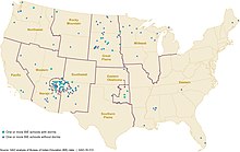 2016 map of Bureau of Indian Education schools Figure 1- Locations of Bureau of Indian Education Schools by Bureau of Indian Affairs Region (26179452402).jpg