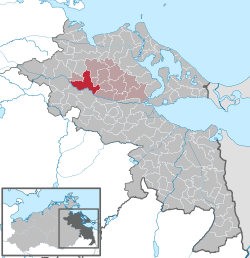 Elhelyezkedése Mecklenburg-Elő-Pomeránia térképén