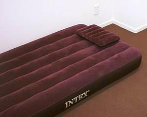 English: An air matress for use as a guest bed.