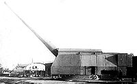 A 406 mm/50 B-37 naval gun in MP-10 test mount