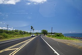 Hawaii Route 30 closely follows the Maui coast north of Lahaina.