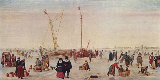 "หน้าหนาวกับคนเล่นสเกต" ราว ค.ศ. 1600-1634