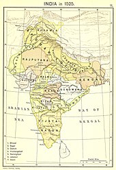 The Indian subcontinent in 1525, with Bengal in the east India in 1525 Joppen.jpg