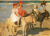 Kinder auf Eseln am Strand, Museum voor Moderne Kunst, Arnhem, Öl auf Leinwand, 40,5 × 57,5 cm