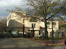 Front gate of the Embassy of Israel, where Bushnell set himself on fire Israeli Embassy Washington DC 3221.JPG