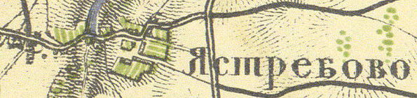 Село и мыза Ястребино на карте 1860 года