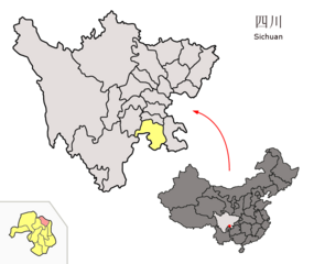Nanxis läge i Yibin, Sichuan, Kina.