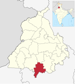 Location of மன்சா மாவட்டம் Mansa district