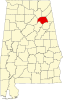 Mapa d'Alabama cont en evidenza Etowah County