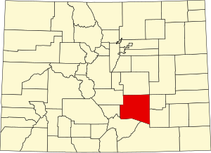 Map of Colorado highlighting Pueblo County