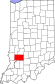 Harta statului Indiana indicând comitatul Greene