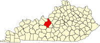 Locatie van Hardin County in Kentucky