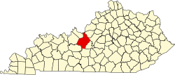 map of Kentucky highlighting Hardin County