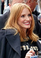 Jessica Chastain interacts with fans