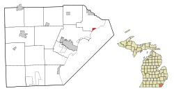 Location in Monroe County and the state of Michigan