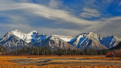 Fairholme Range - Mts Inglismaldie, Girouard, Peechee from Vermillion Lakes