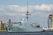 Oker, an Oste-class ELINT and reconnaissance ship, of the German Navy Oker A 53 Hamburg 2261.jpg