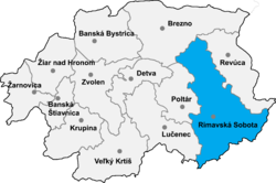 Localisation du district de Rimavská Sobota dans la région de Banská Bystrica (Carte interactive)