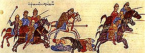 Byzantinci pronásledují Rusy, miniatura od Jana Skylitza