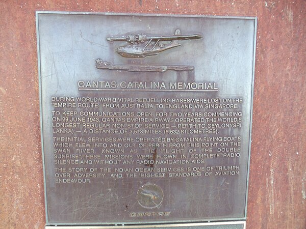 The Qantas Catalina Memorial in Crawley, Western Australia[3][1]